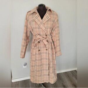Plaid Trench Coat Size 2XL